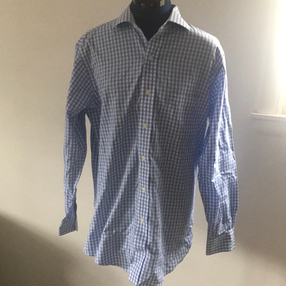 Brooks Brothers Classic Blue Gingham Dress Shirt 15-32